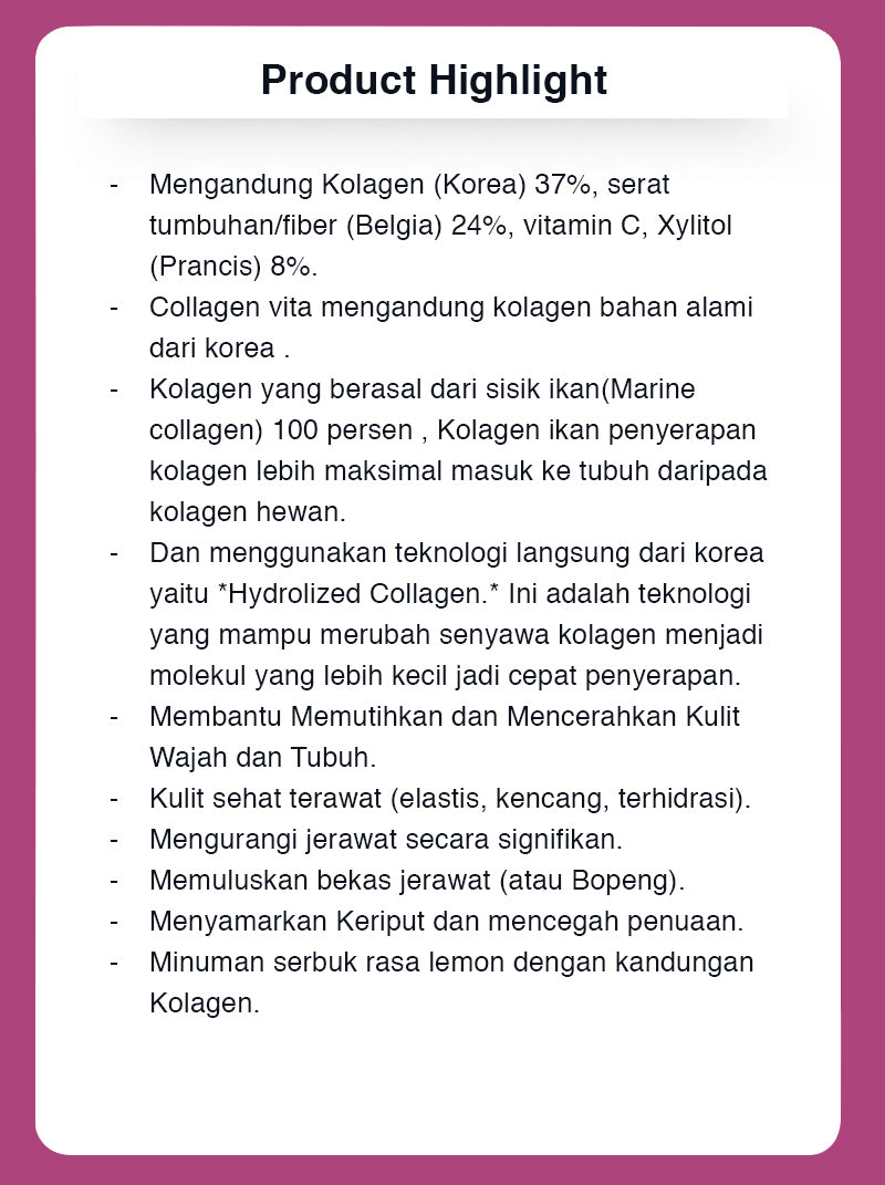 SKINUA Collagen Vita(7 atau 30 sachets) - Suplemen Kecantikan - Minuman Fish Collagen Korea LVS - LVS SHOP