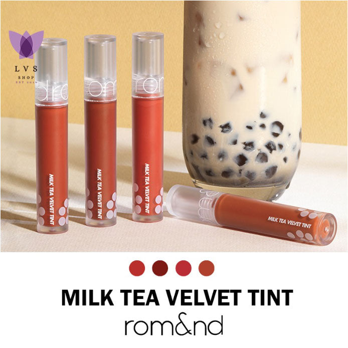 [NEW VELVET] 4 COLORS MILK TEA VELVET TINT - ROMAND #RED #CHOCOLATE #CINNAMOND #CARAMEL TEA - LVS SHOP