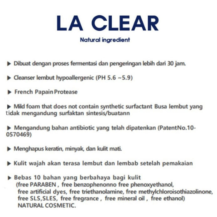 LA CLEAR - PURE MILD ENZYME POWDER FACIAL WASH CLEANSER -70gr - LVS SHOP